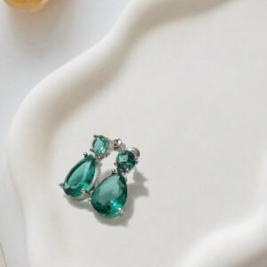 Minimalist Duo-Stone Silver Drop Earrings