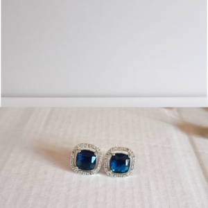 Cushion-Cut Silver Halo Studs
