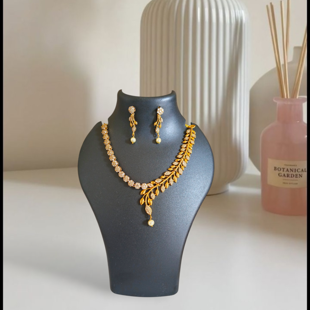 Celestial Petal & Leaf Asymmetric Necklace Set