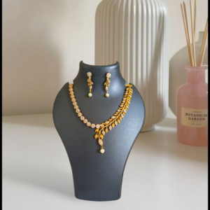 Celestial Petal & Leaf Asymmetric Necklace Set