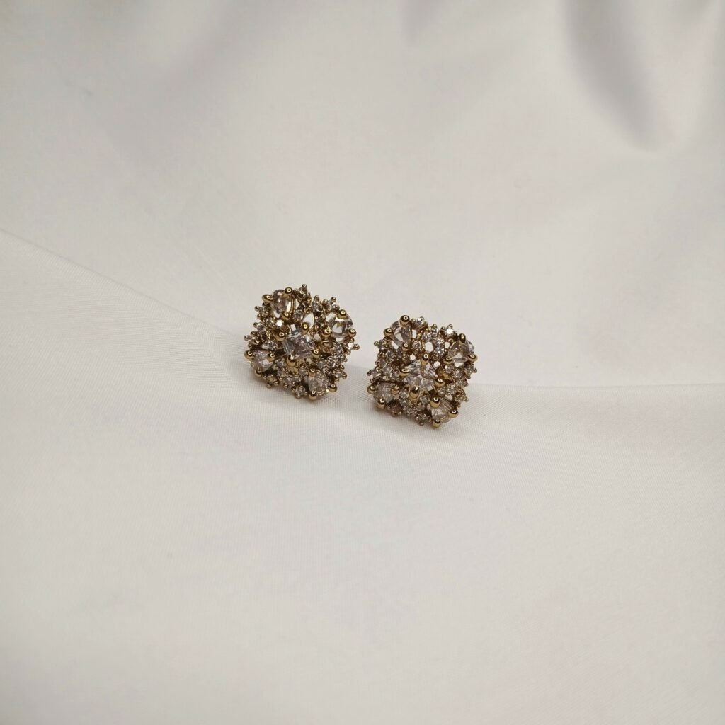 Snowflake Cluster AD Studs - Mehndi Plated