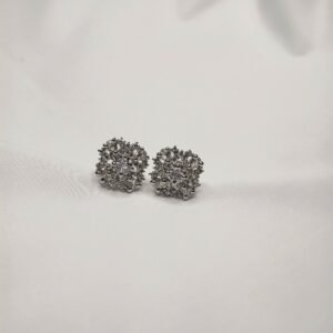 Snowflake Cluster AD Studs - Rhodium Plated